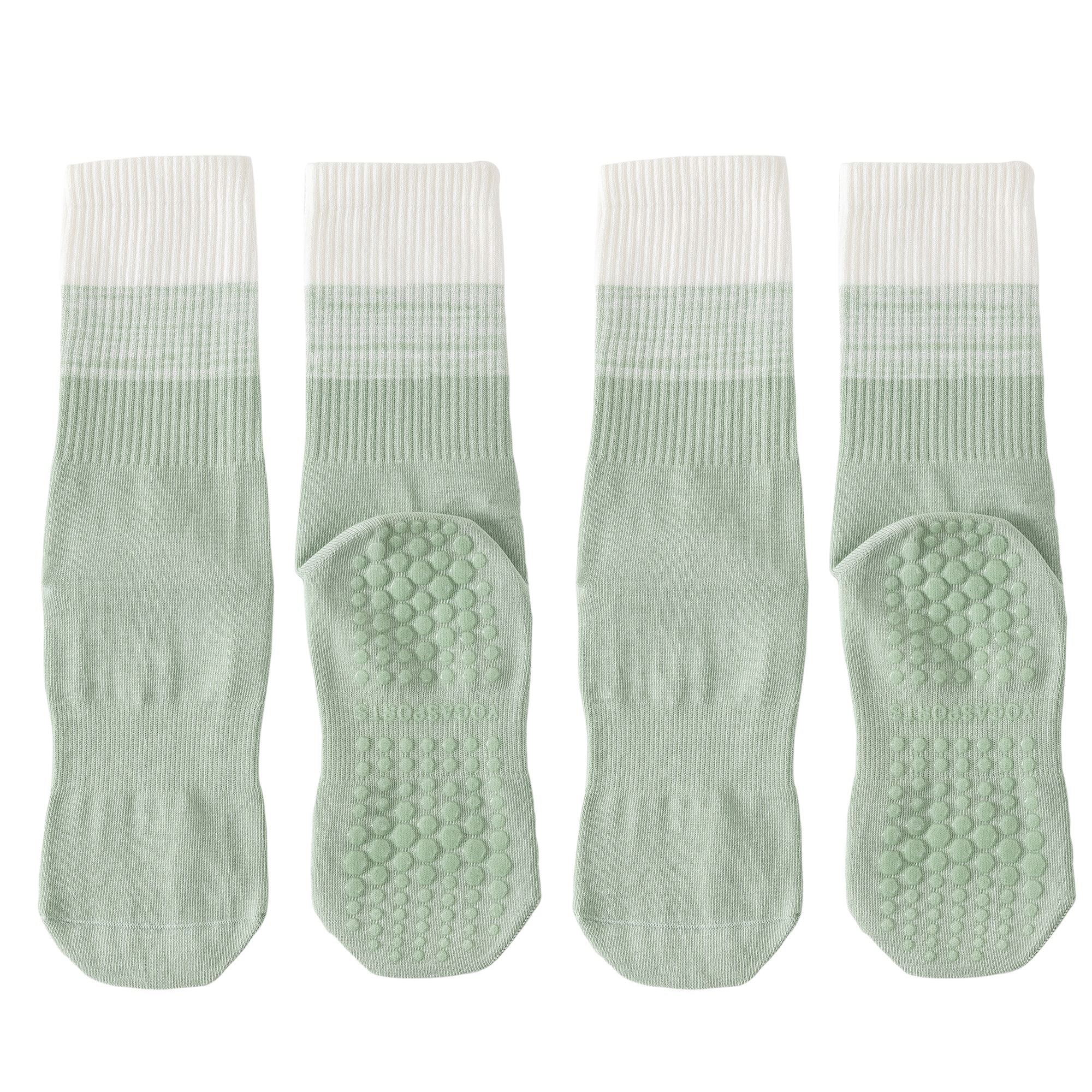 Anna-Kaci Women's 2-Pair Set Gradient Mid-Calf Grip Socks with Soft Seamless Toe and Anti-Slip Bottom for Yoga or Sneakers