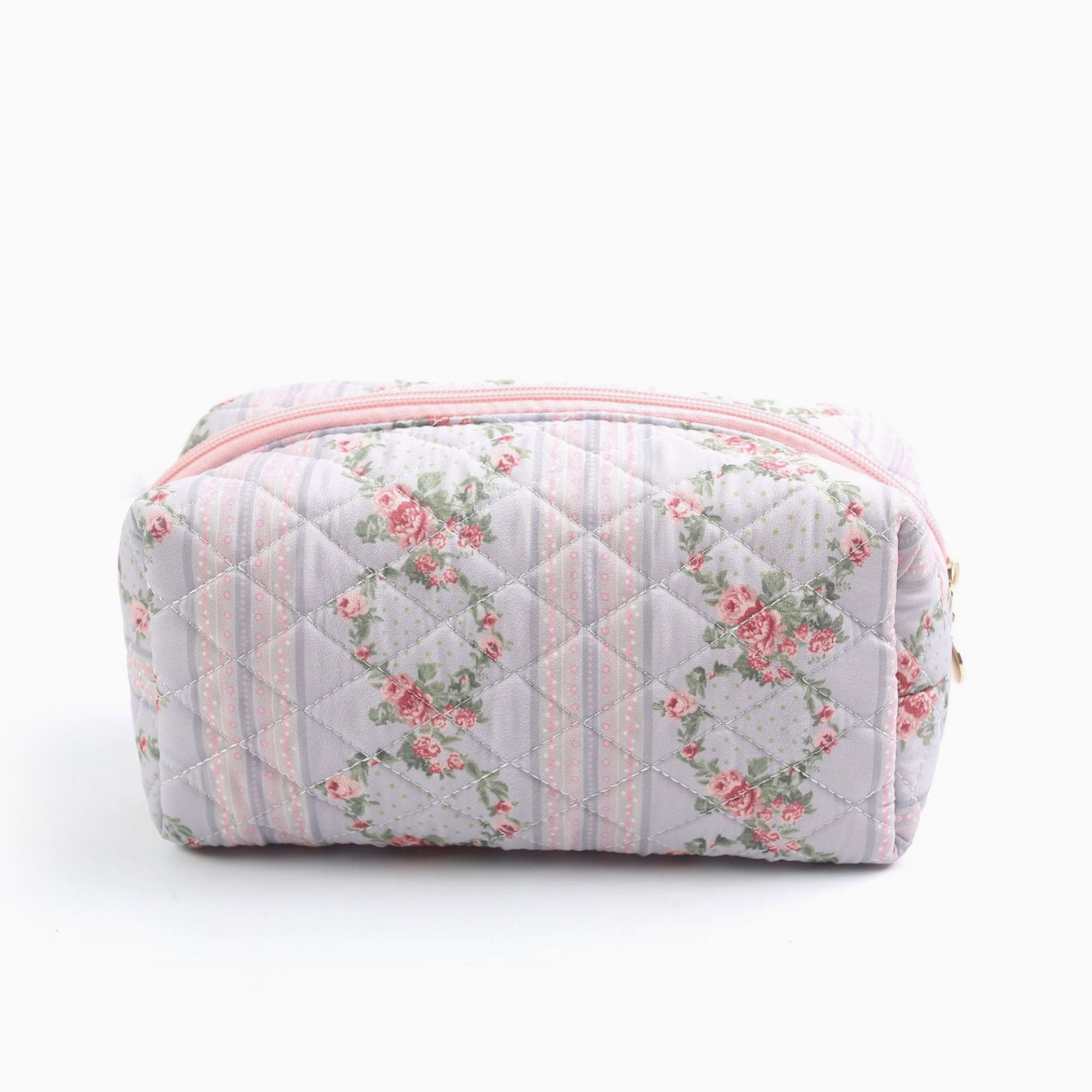 Bolsa de Maquillaje Acolchada Floral Neceser de Viaje con Cierre de Cremallera