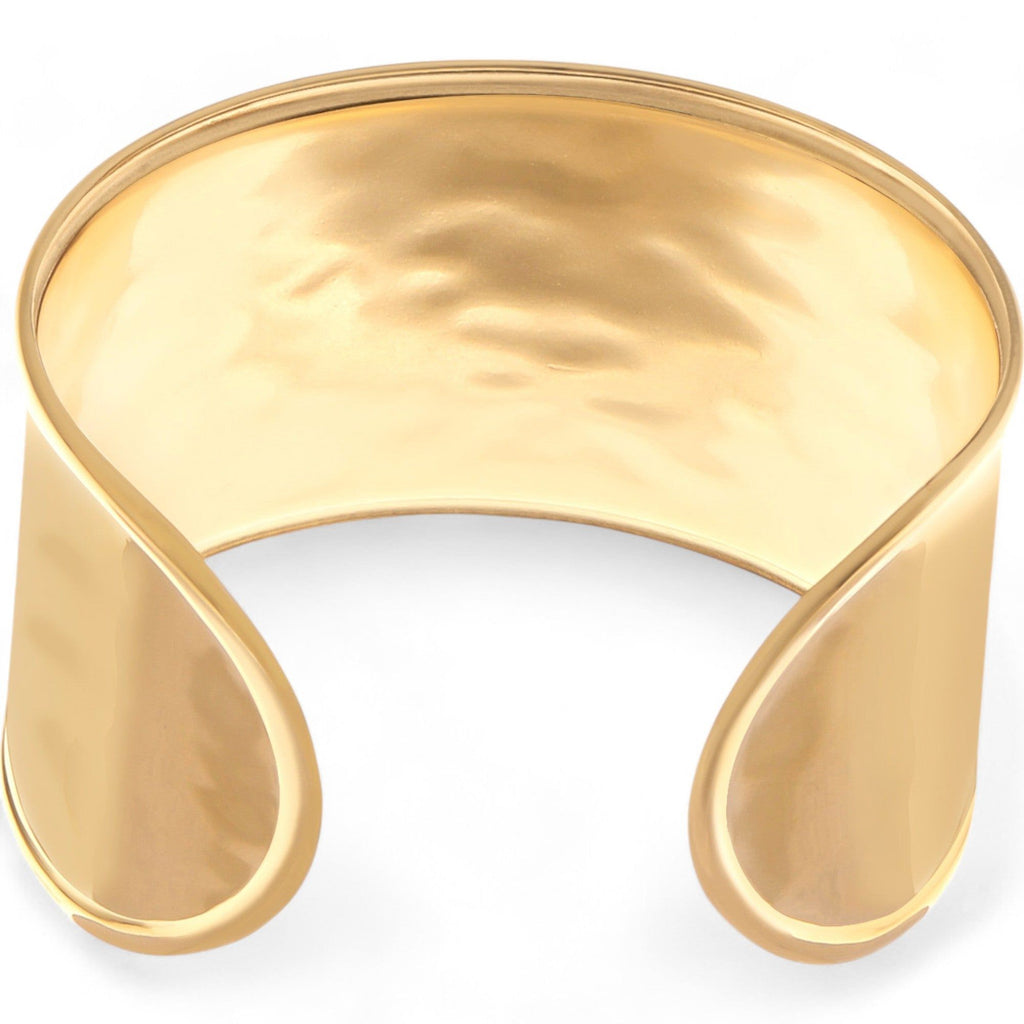 Women's Wide Cuff Fashion Bracelet with Polished Gold Tone Finish Bold Statement Jewelry
