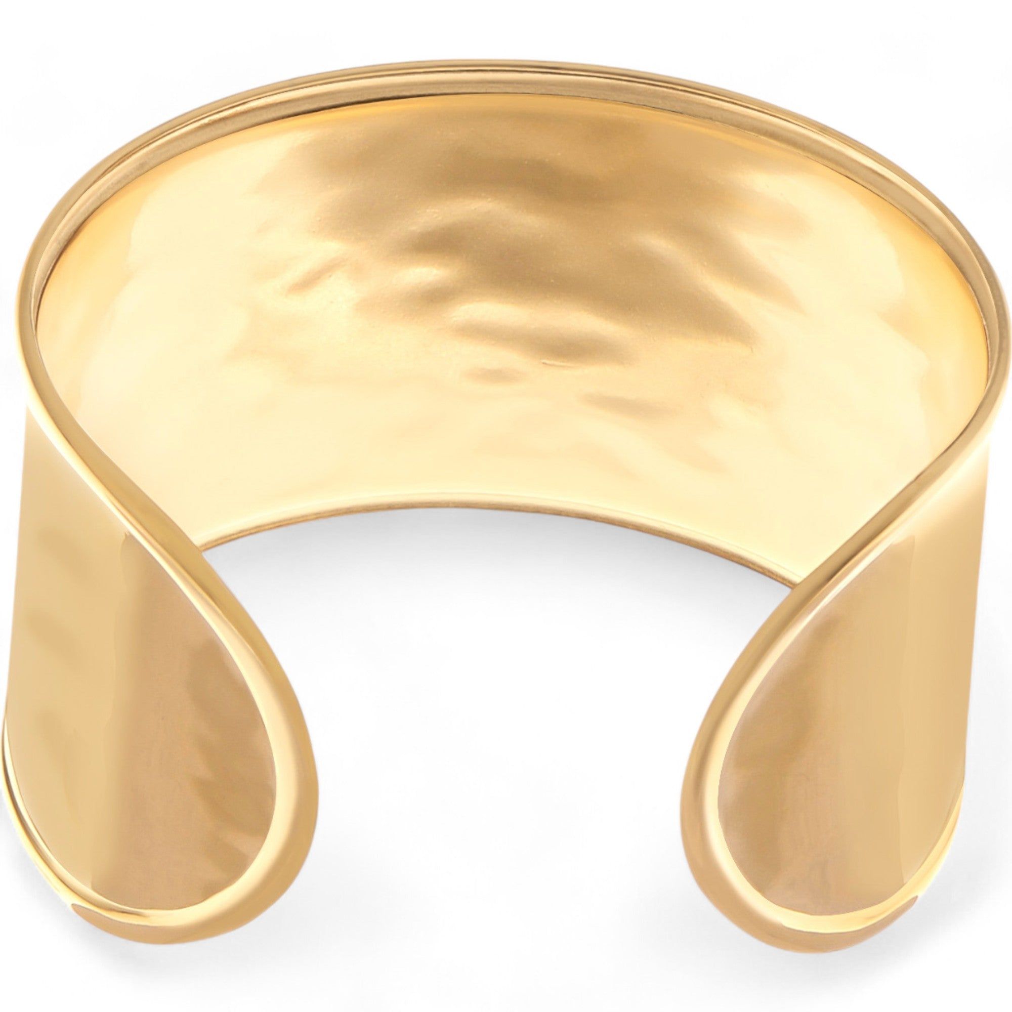 Women's Wide Cuff Fashion Bracelet with Polished Gold Tone Finish Bold Statement Jewelry
