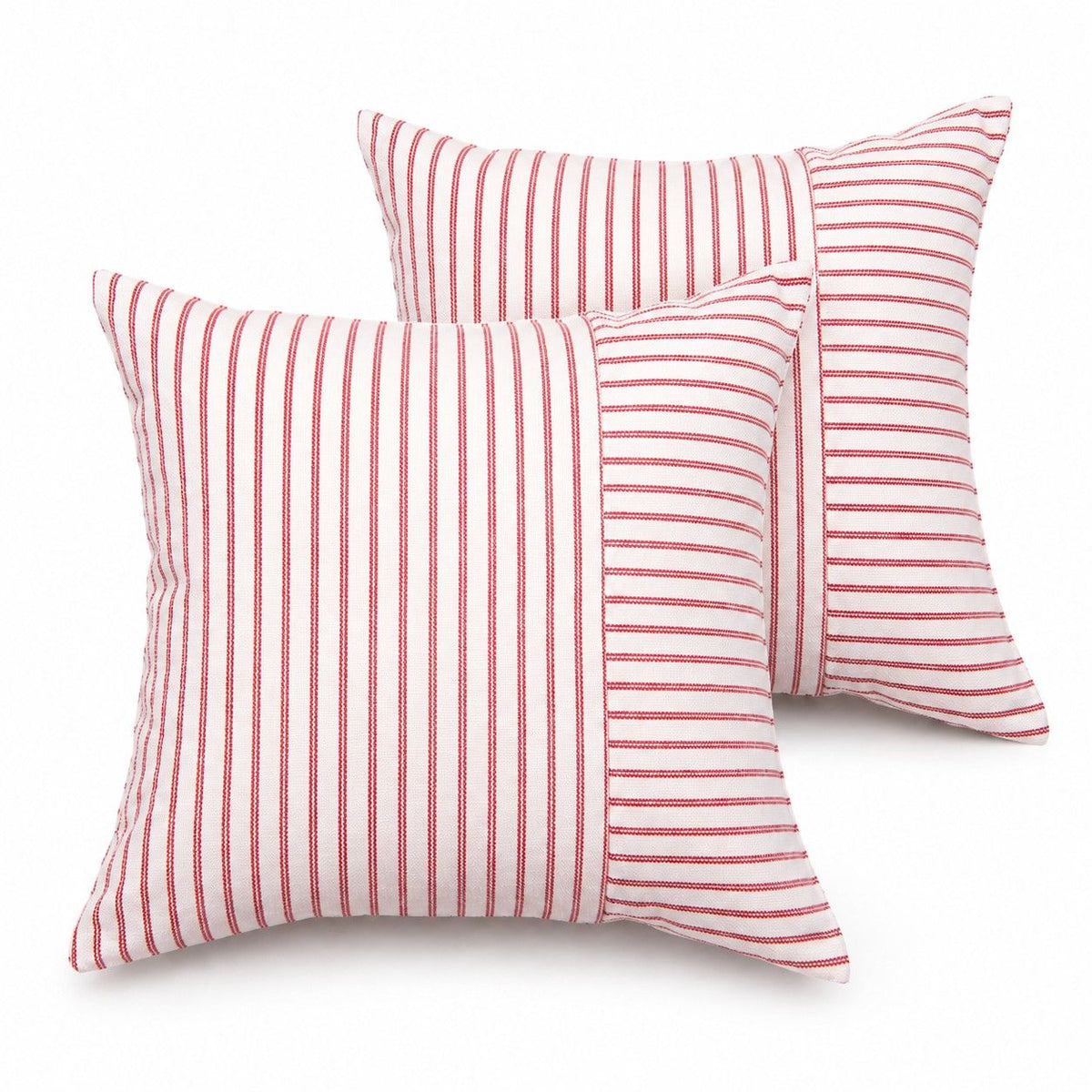 2 Pack Striped Textured Throw Pillow Covers 18 x 18 Inch for Couch Sofa and Bed