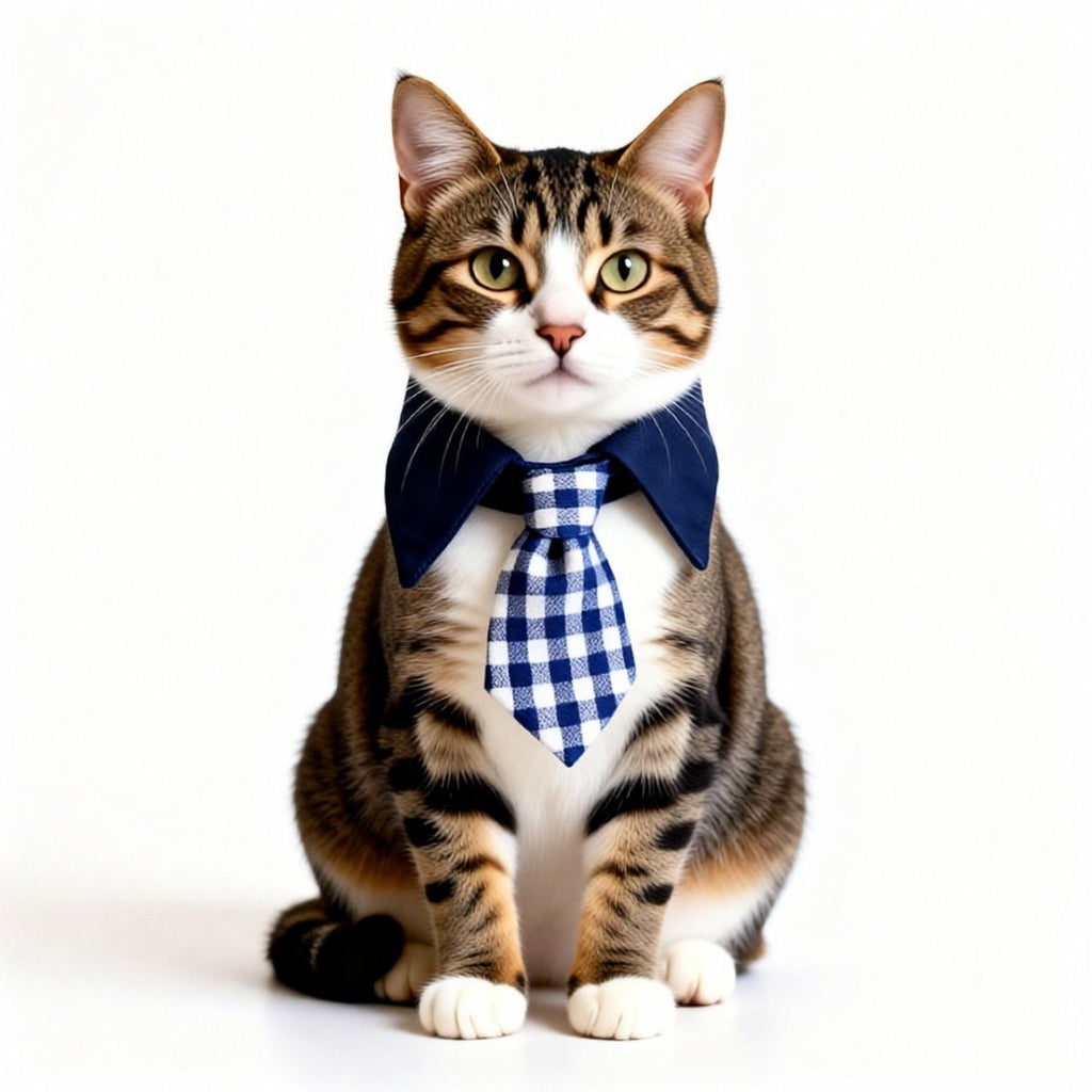 Plaid Pet Necktie Collar, Soft Cotton Gentleman Style Gingham Tie for Small Medium Dogs Cats