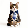 Plaid Pet Necktie Collar, Soft Cotton Gentleman Style Gingham Tie for Small Medium Dogs Cats