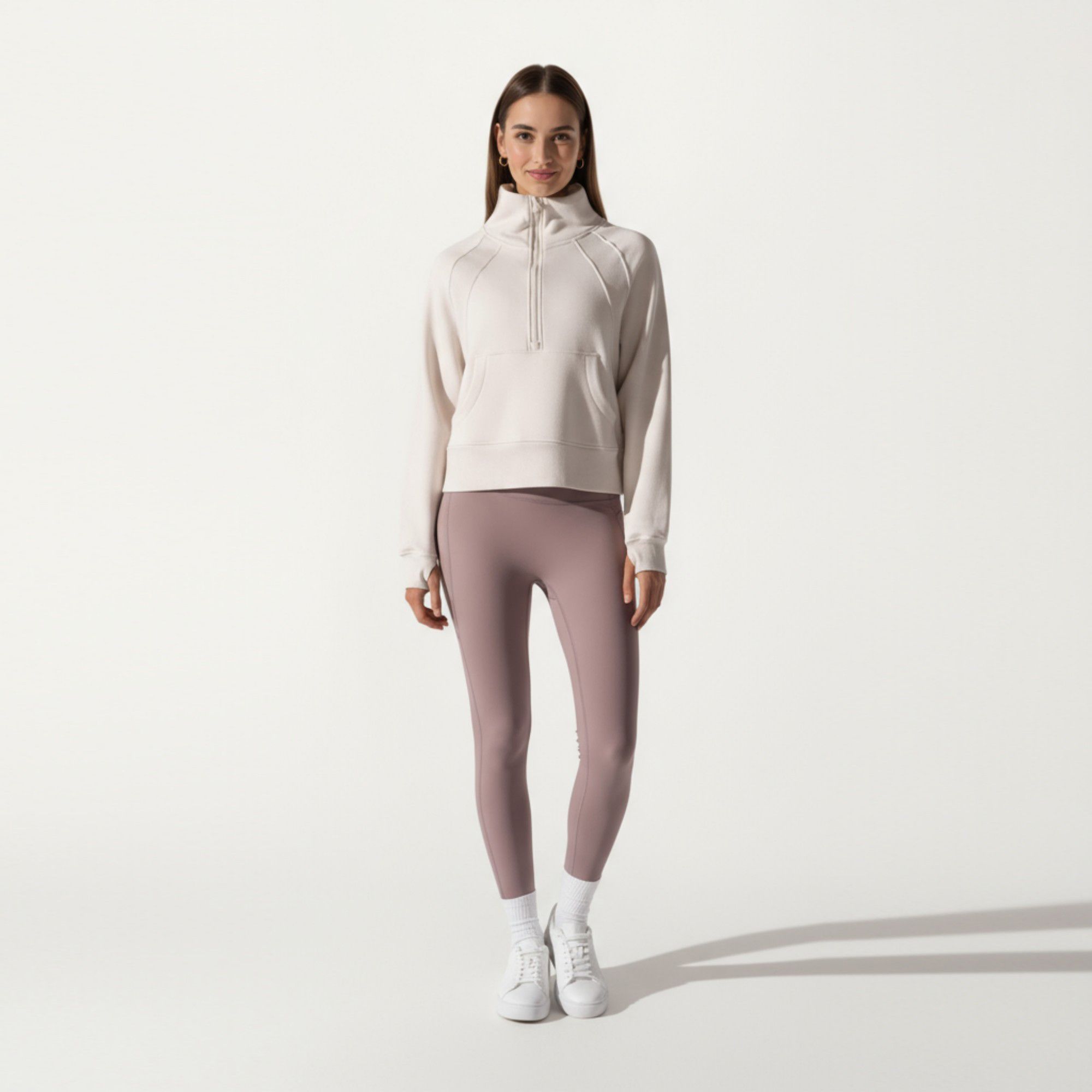 Anna-Kaci Active Women's Long Sleeve Half Zip Pullover Sweatshirt with High Collar and Kangaroo Pocket Design