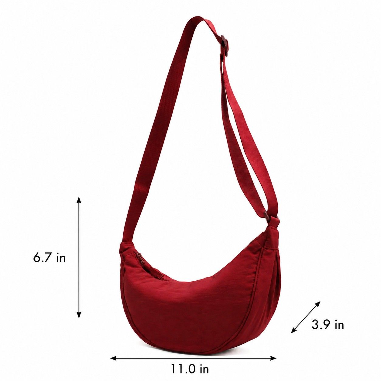 Nylon Crescent Crossbody Bag with Adjustable Strap Lightweight Casual Shoulder Bag