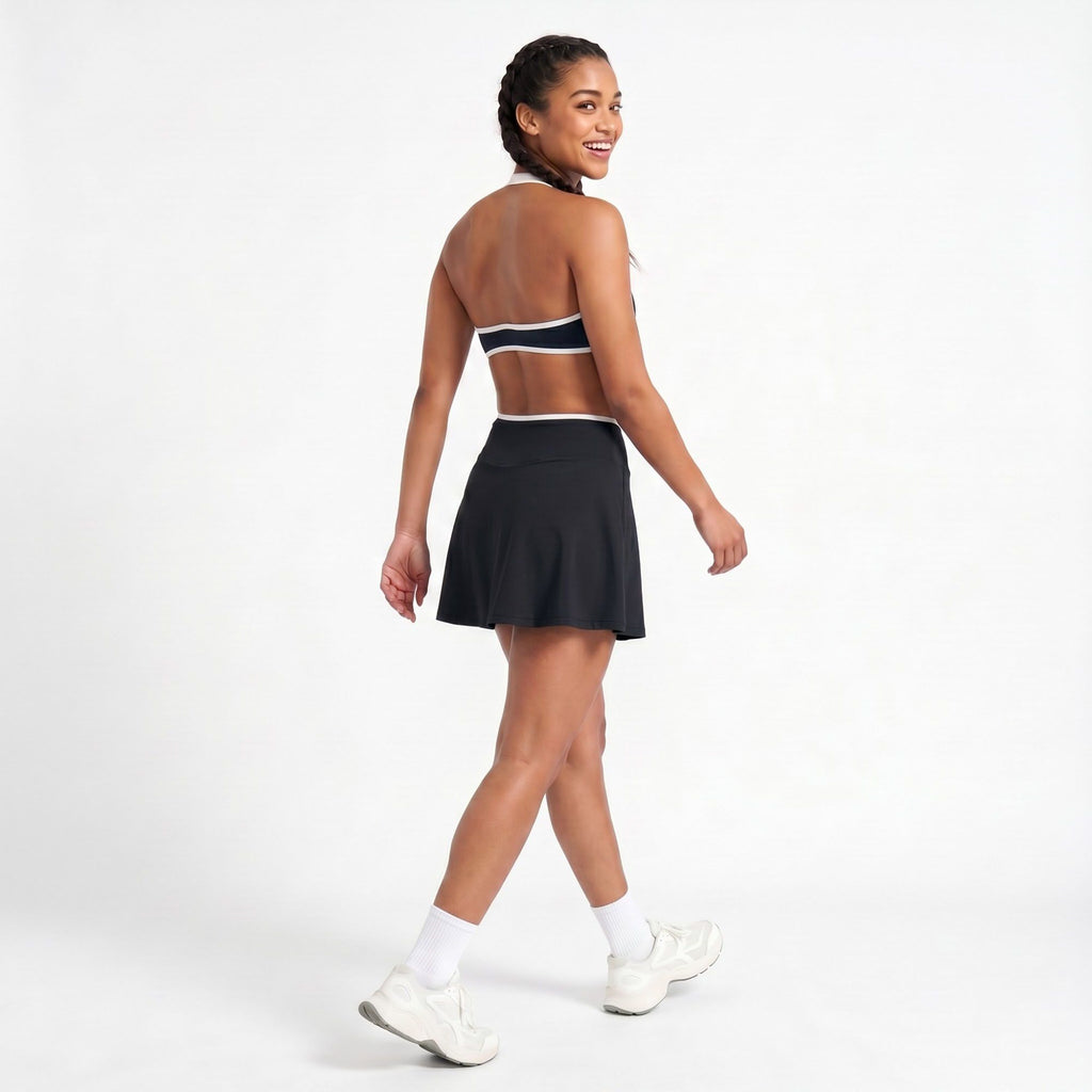Padded Halter Sports Bra Tank Top Contrast Trim Workout Yoga Crop Top