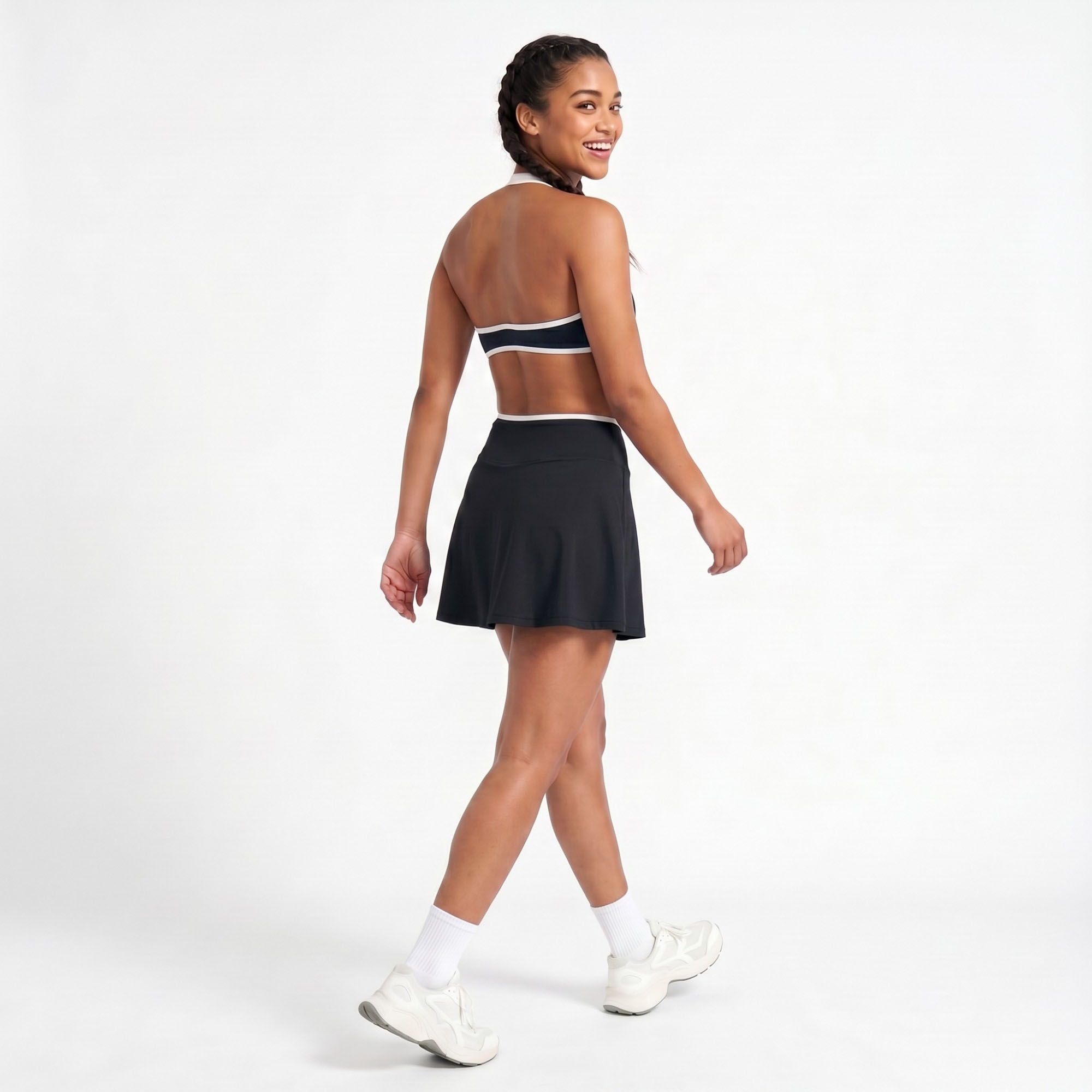 Padded Halter Sports Bra Tank Top Contrast Trim Workout Yoga Crop Top
