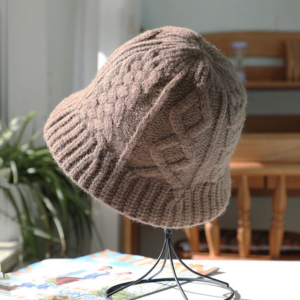 Anna-Kaci Women's Cable-Knit Bucket Hat - Soft Winter Hat for Casual Daily Wear