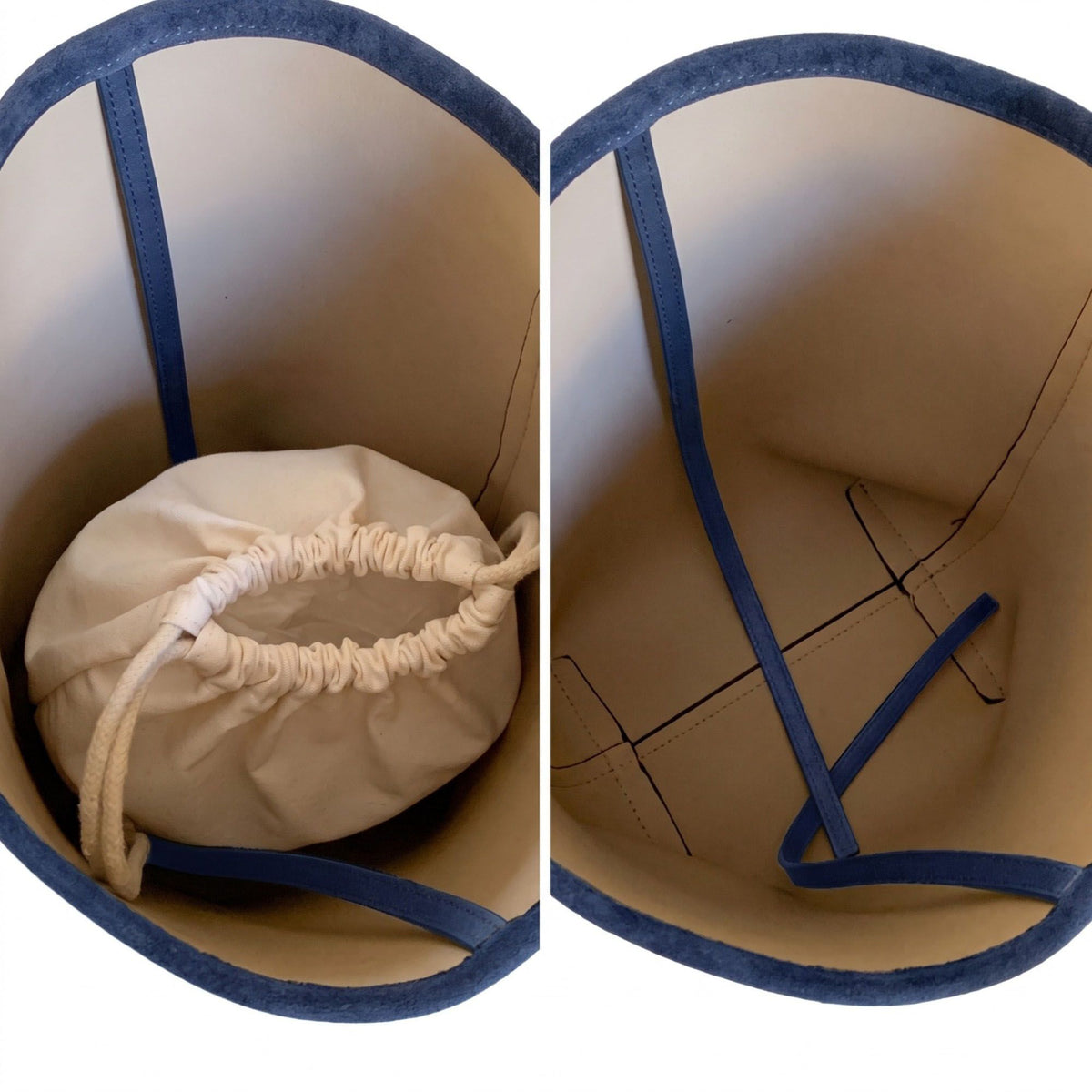 Faux Suede Bucket Shoulder Bag with Drawstring Pouch