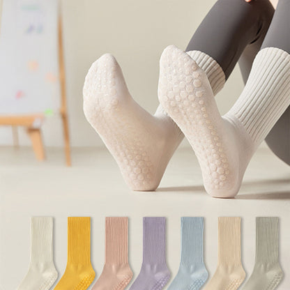 Anna-Kaci 4-Pack Women's Anti-Slip Yoga Socks with Grips Comfortable Ribbed Design for Exercise and Indoor Use