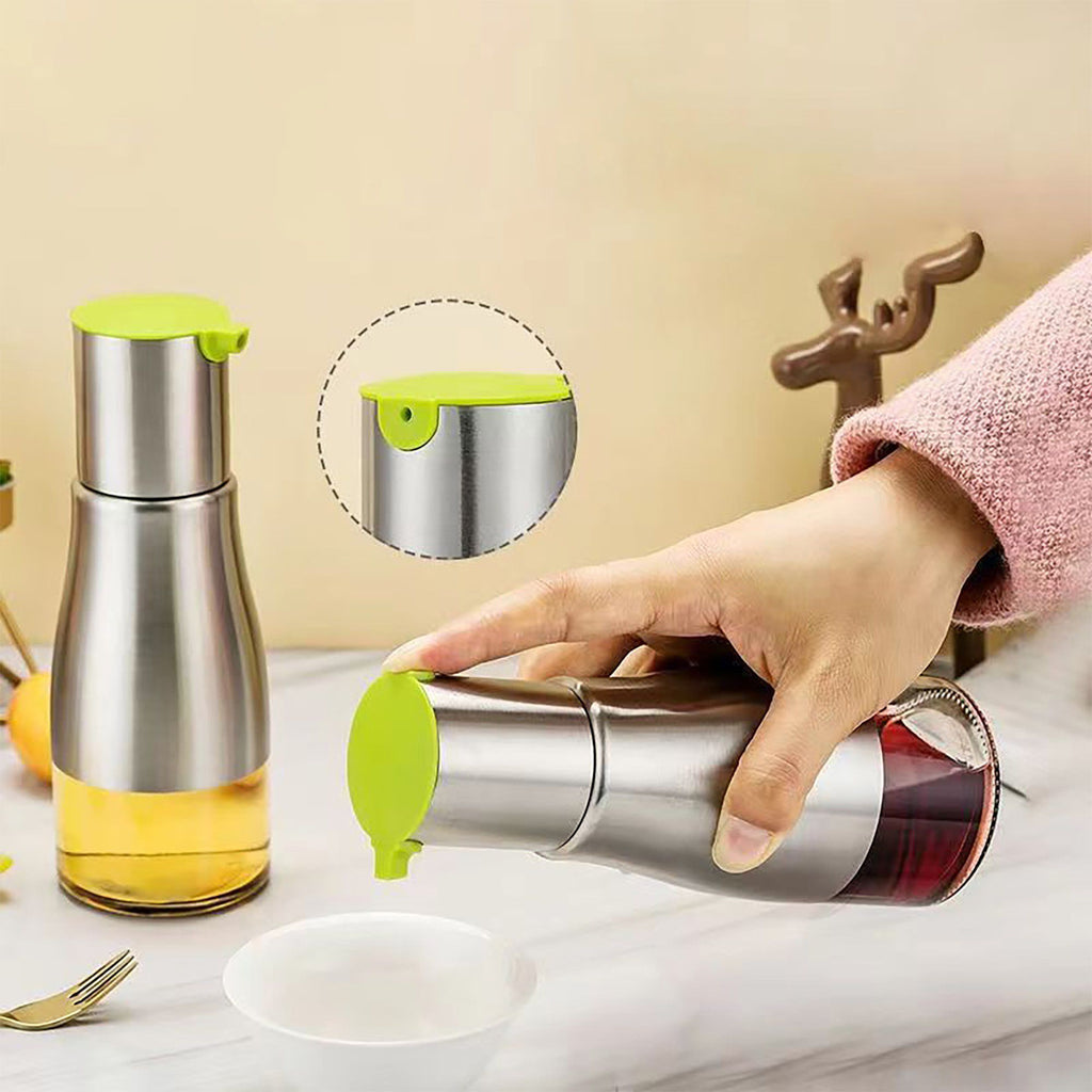Glass Oil Dispenser Bottle with Stainless Steel Pour Spout
