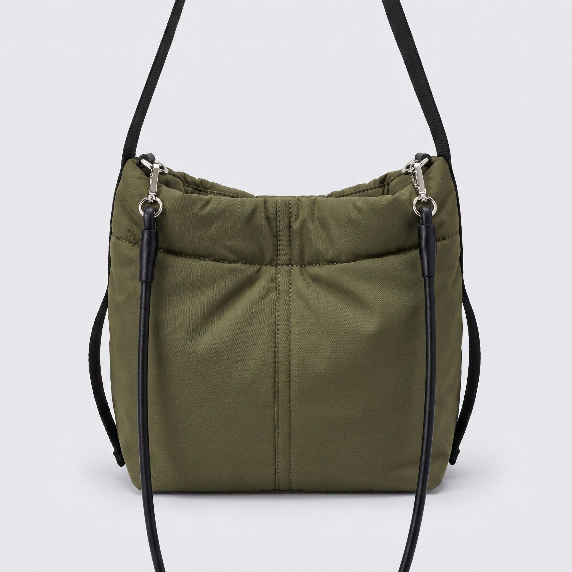 Vertical Seam Padded Hobo Tote Bag with Dual Convertible Straps for Shoulder Crossbody Wear 9.4x8.7x4.7in