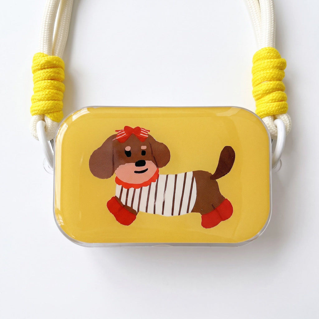Dachshund Graphic Clear Phone Case Design with Cord Strap Compatible with all iPhone 14 and later models