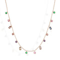 Women's Multi-Colored Gemstone Pendant Fashion Necklace on Gold Tone Chain