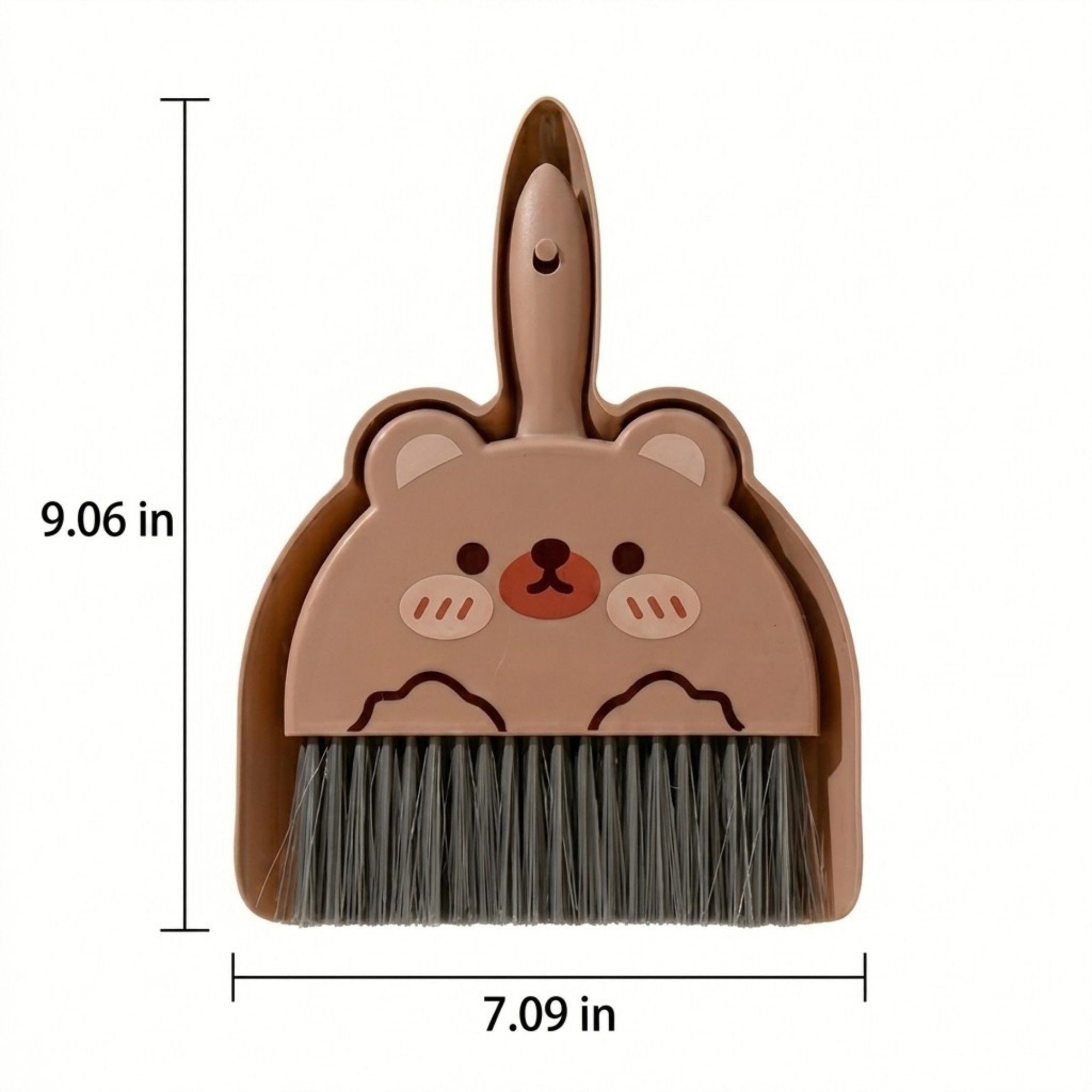 2-Piece Mini Dustpan and Brush Set with Animal Face Design for Tabletop Cleaning