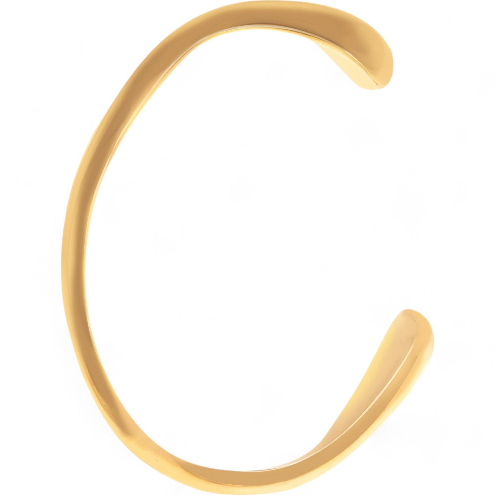 Women's Minimalist Gold Tone Open Cuff Fashion Bracelet Smooth Sleek Design