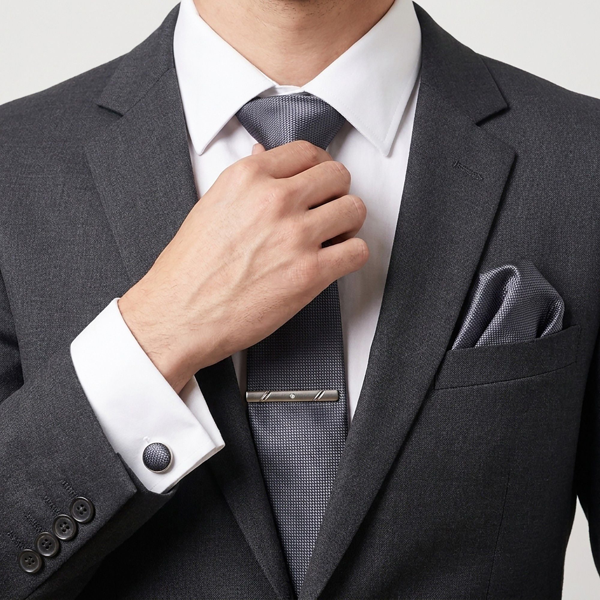 Men's Formal Tie Gift Set with Pocket Square Cufflinks Tie Clip and Gift Box