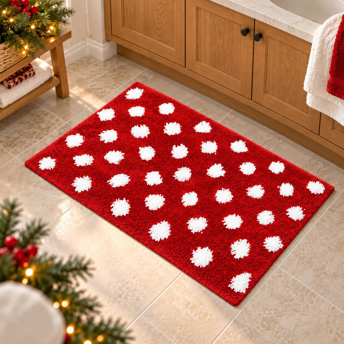 Christmas Tufted Bath Rug with Nonslip Backing 15.7 x 23.6 in