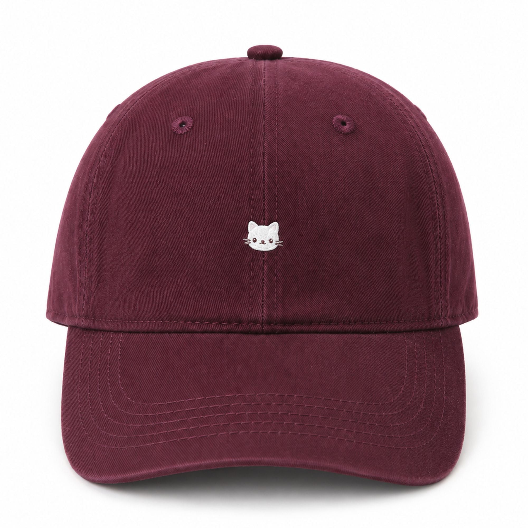 Gorra de béisbol de algodón lavado con detalle de gato y ajustable