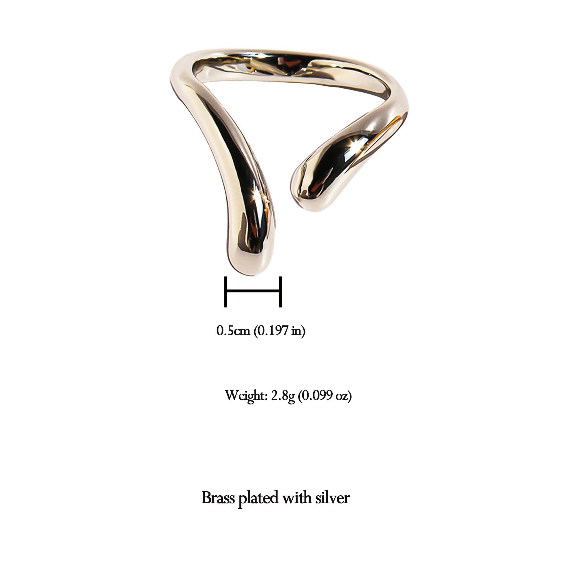 Women's Minimalist Geometric Open Ring - Adjustable Line Statement Ring for Daily & Modern Styling