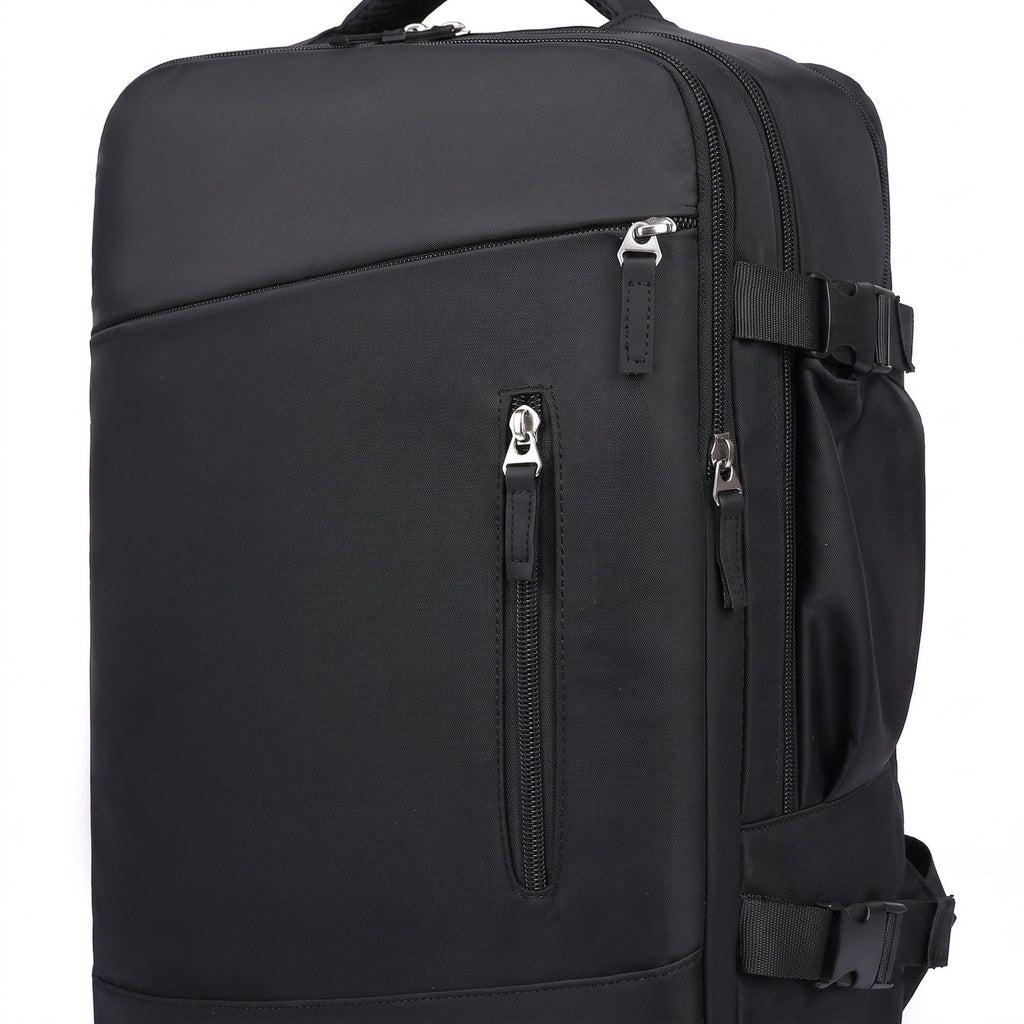 Multi-Compartment Travel Backpack with Padded Straps, Side Pockets and Compression Buckles