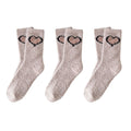 Anna-Kaci 3-Pair Fuzzy Valentine Heart Knit Crew Socks Set with Soft Plush Texture, Stretchy Cozy Fabric, and Cute Heart Accent for Gifting