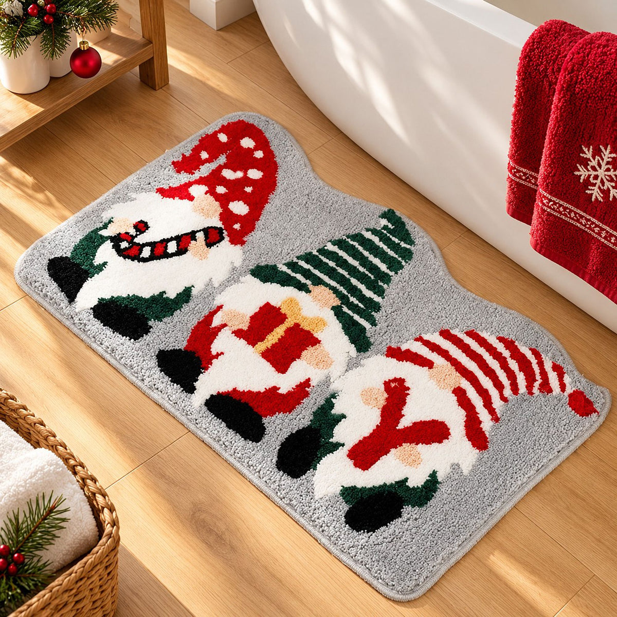 Seasonal Gnome Tufted Bath Rug with Nonslip Backing 15.7 x 23.6 in