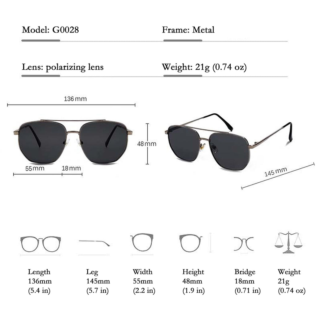 Anna-Kaci Women's Retro Square Aviator Sunglasses - Silver Frame with Black Lenses