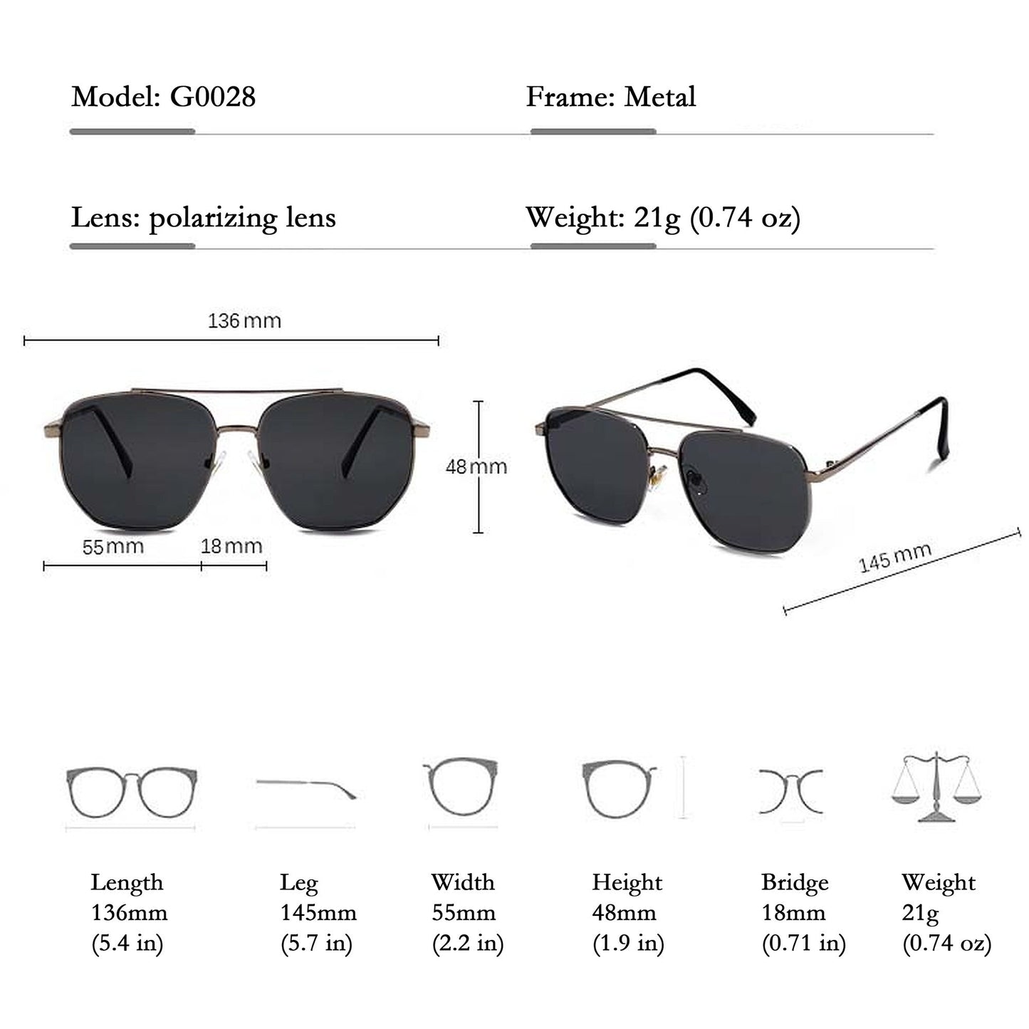 Anna-Kaci Women's Retro Square Aviator Sunglasses - Silver Frame with Black Lenses