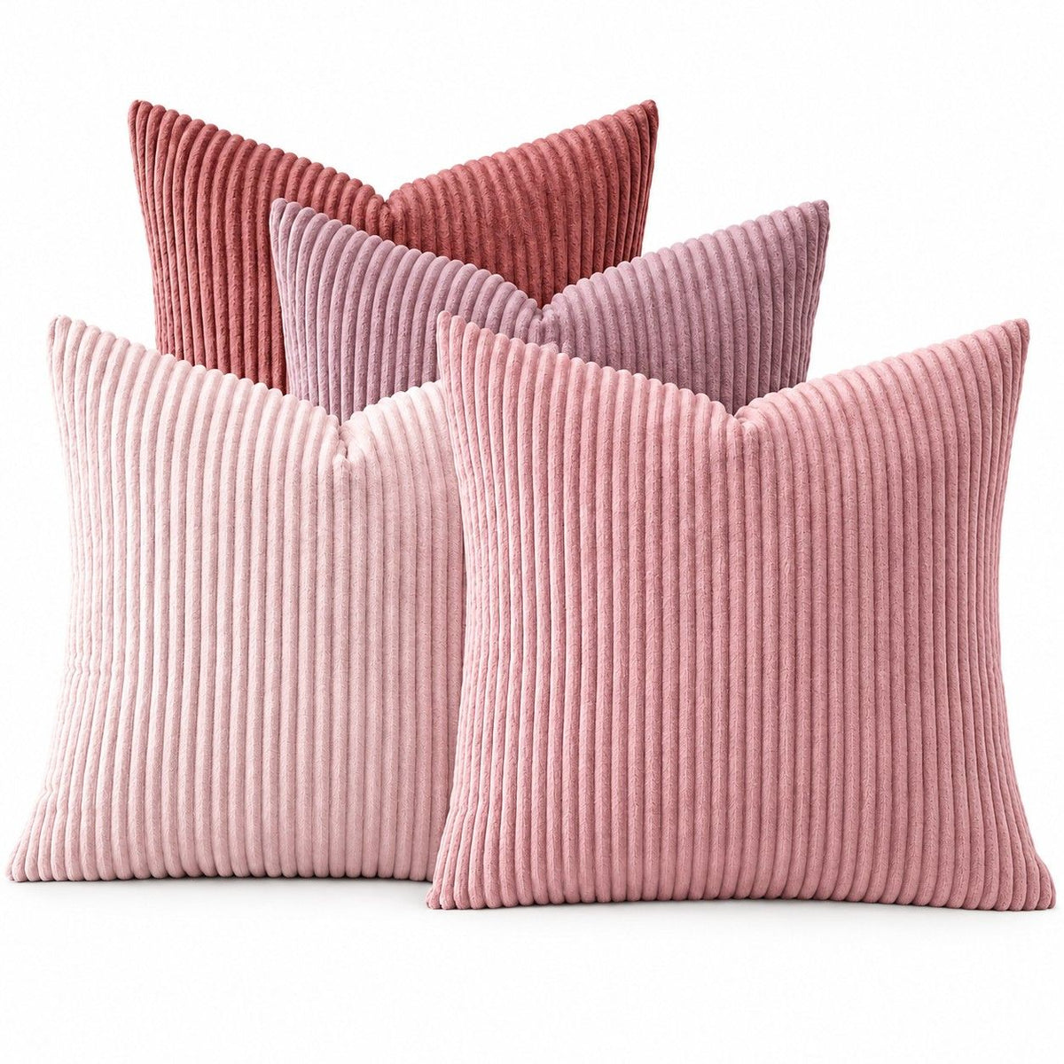 4 Pack Corduroy Throw Pillow Covers 18 x 18 Inch Wide Stripe Texture