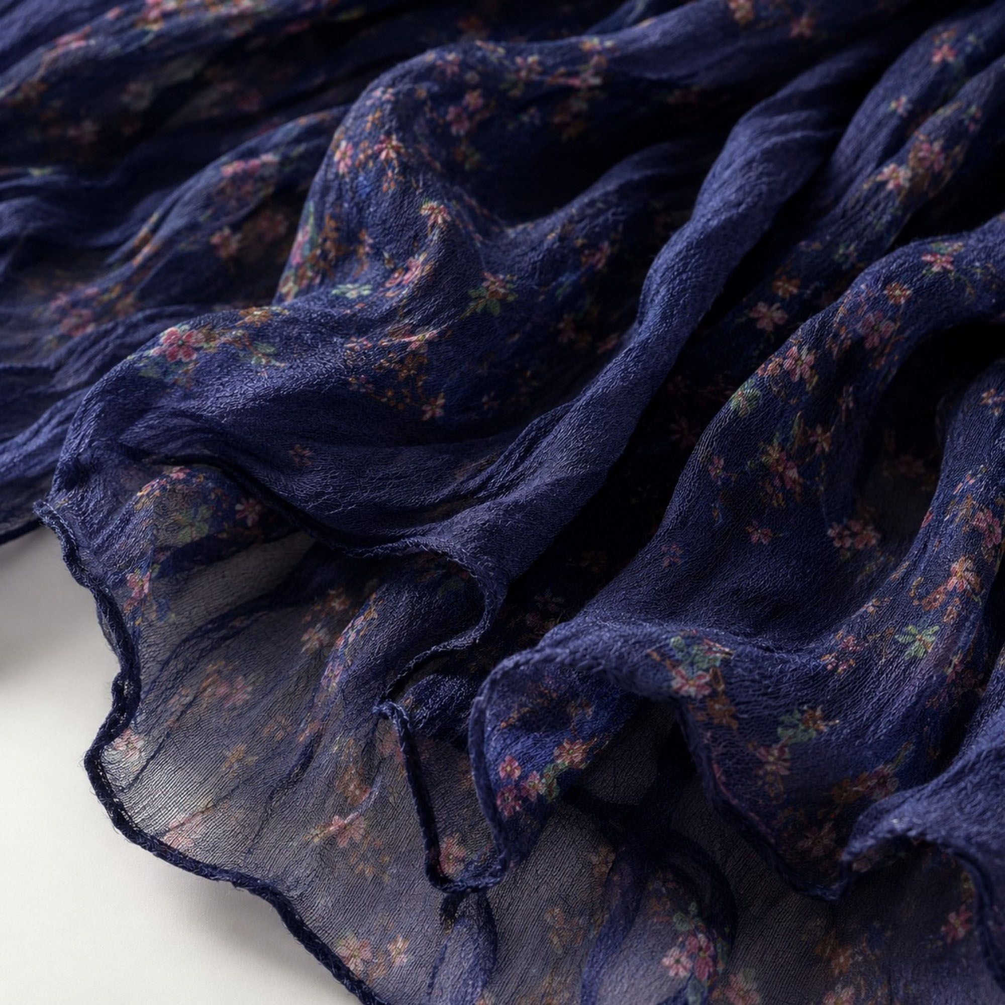 Lightweight Floral Crinkle Long Scarf