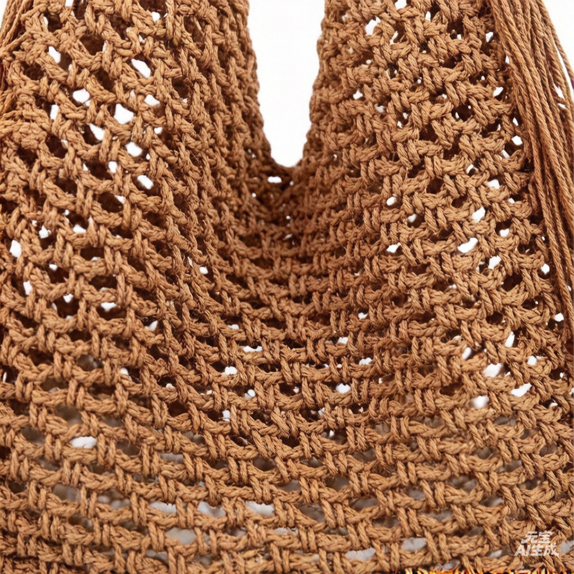 Woven Crochet Shoulder Bag with Fringe Detail Slouchy Hobo Style Lightweight Handbag