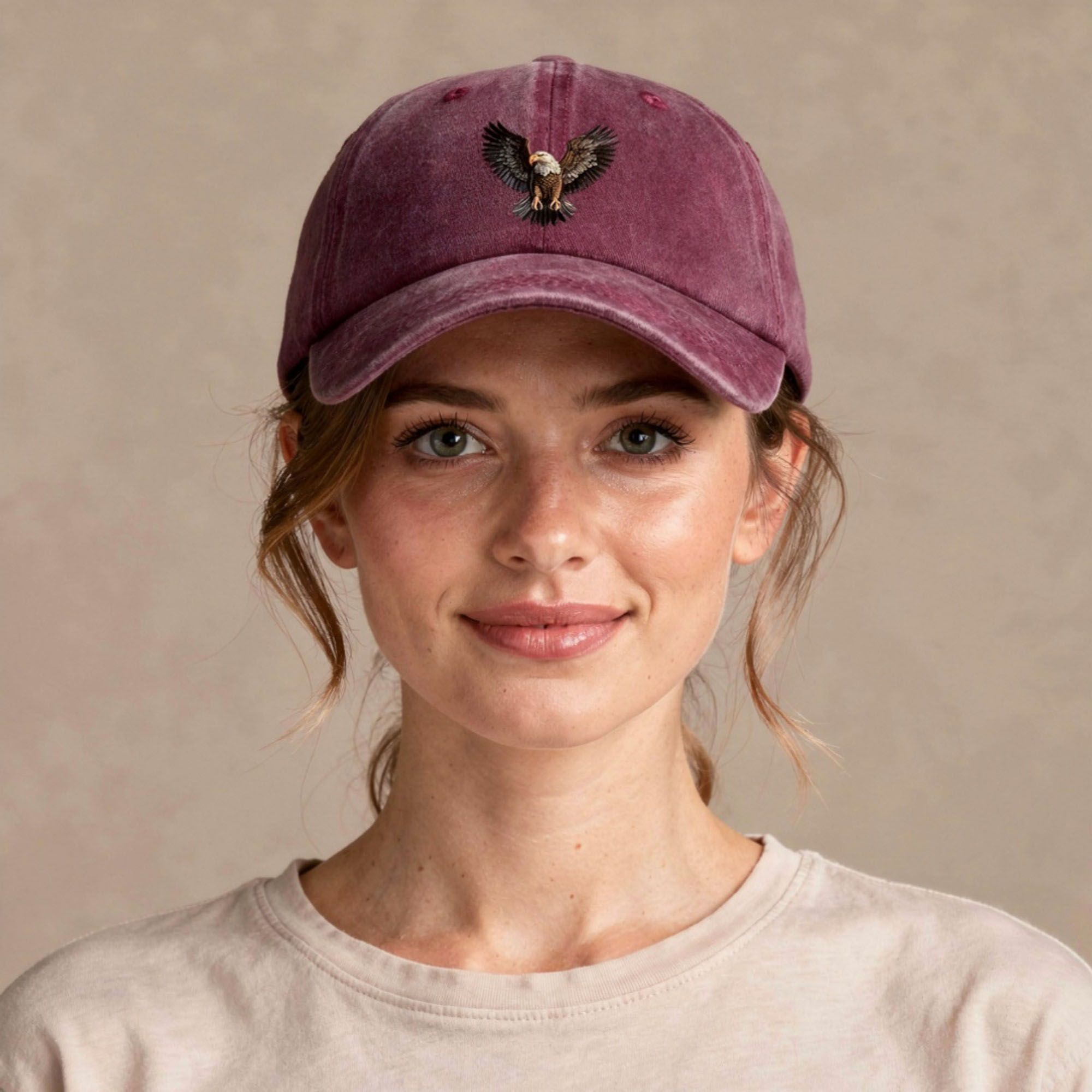 Anna-Kaci Women's Cotton Baseball Cap with Eagle Embroidery Adjustable Strap Casual Everyday Hat