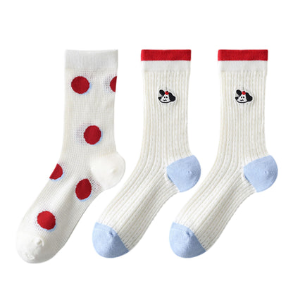 Anna-Kaci Womens Cute Cartoon Embroidered Crew Socks 3-Pair Pack Fun Patterned Cotton Knit Soft and Stretchy Casual Style