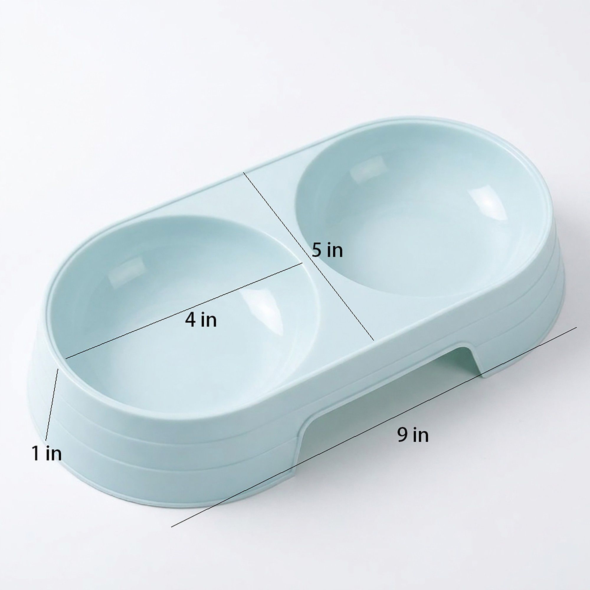 Plastic Double Pet Bowl with Raised Base for Food and Water