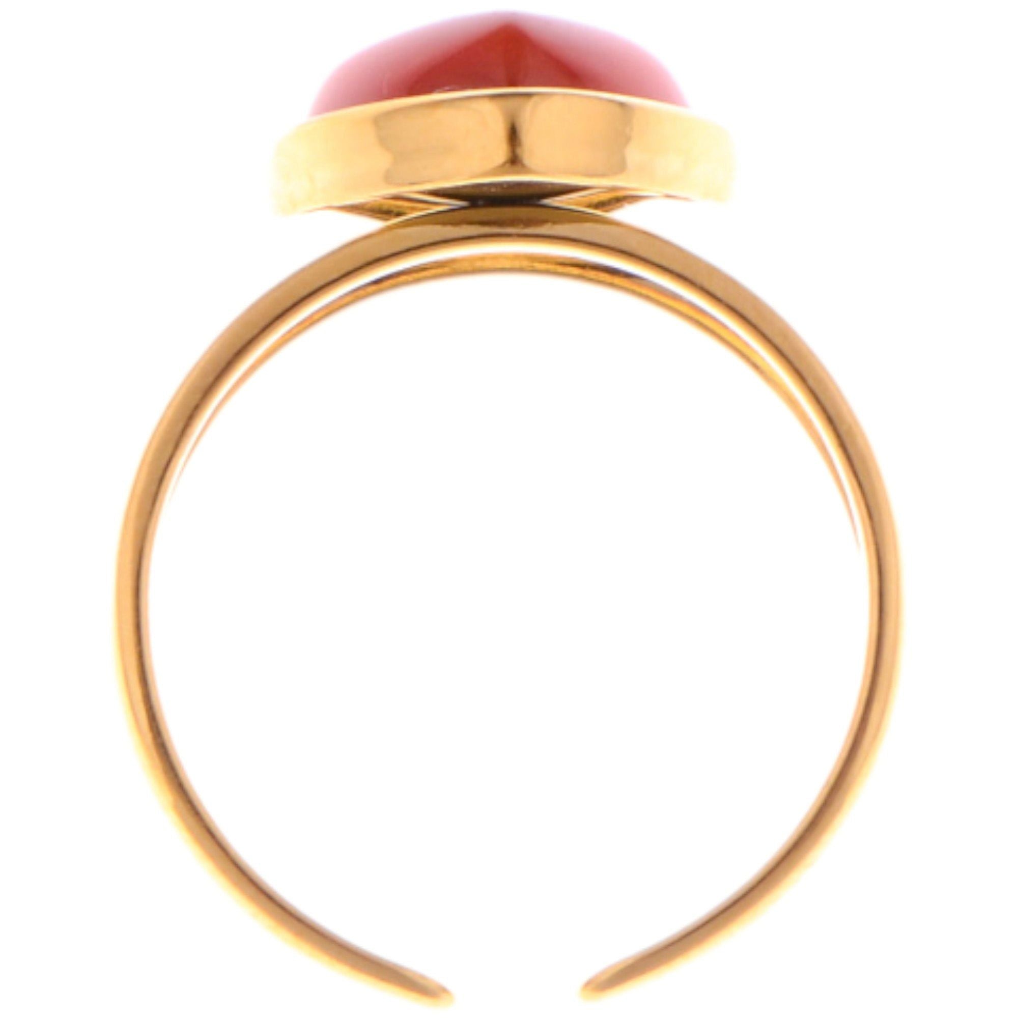 Anna-Kaci Gold Tone Heart Fashion Ring with Red Gemstone Accent