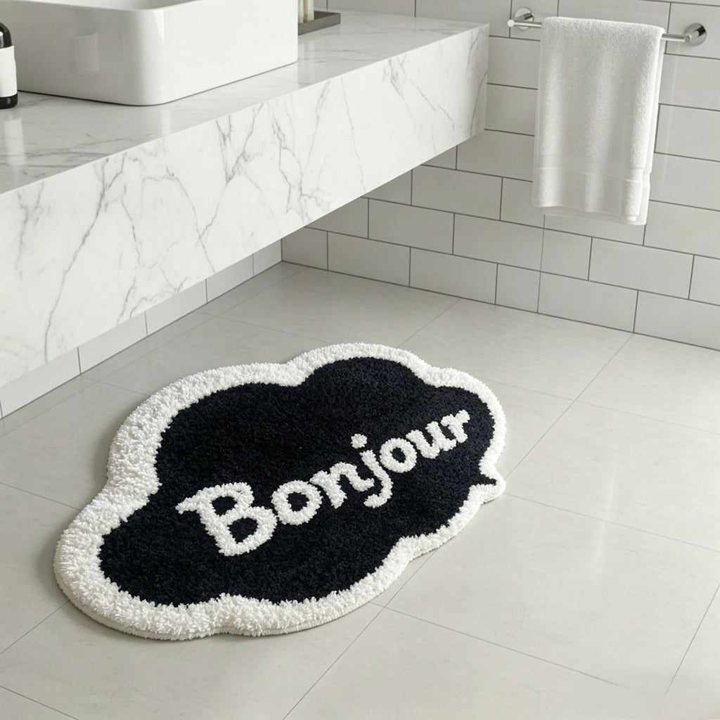 Bonjour Cloud Shaped Bathroom Floor Mat Soft Water Absorbent with Anti-Slip Base