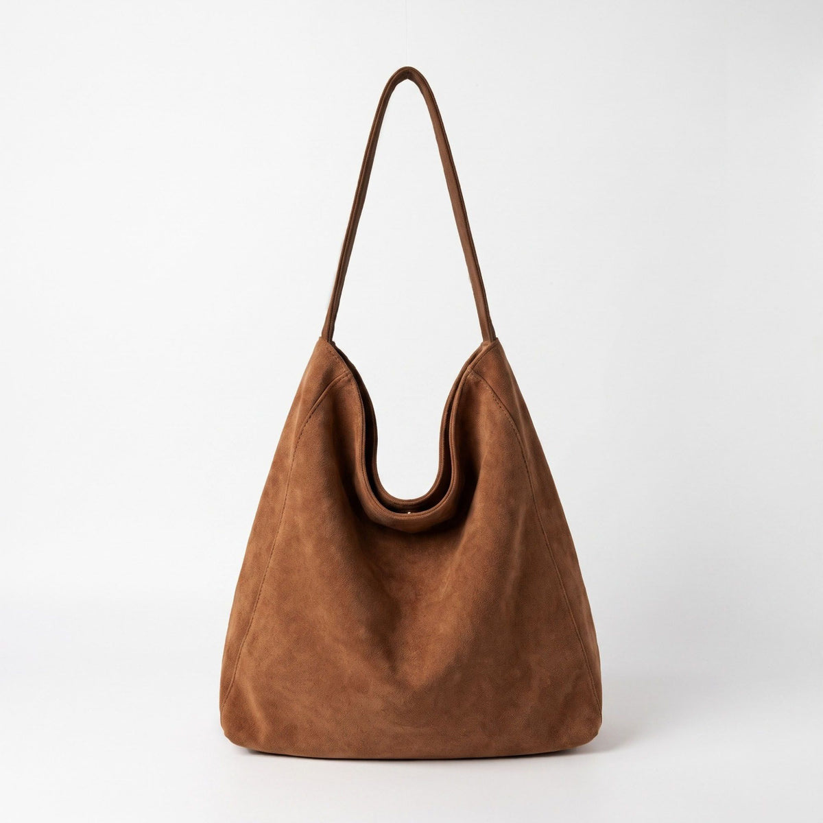 Faux Suede Hobo Shoulder Bag with Long Strap