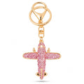 Airplane Rhinestone Keychain Bag Charm with Lobster Clasp and Key Ring