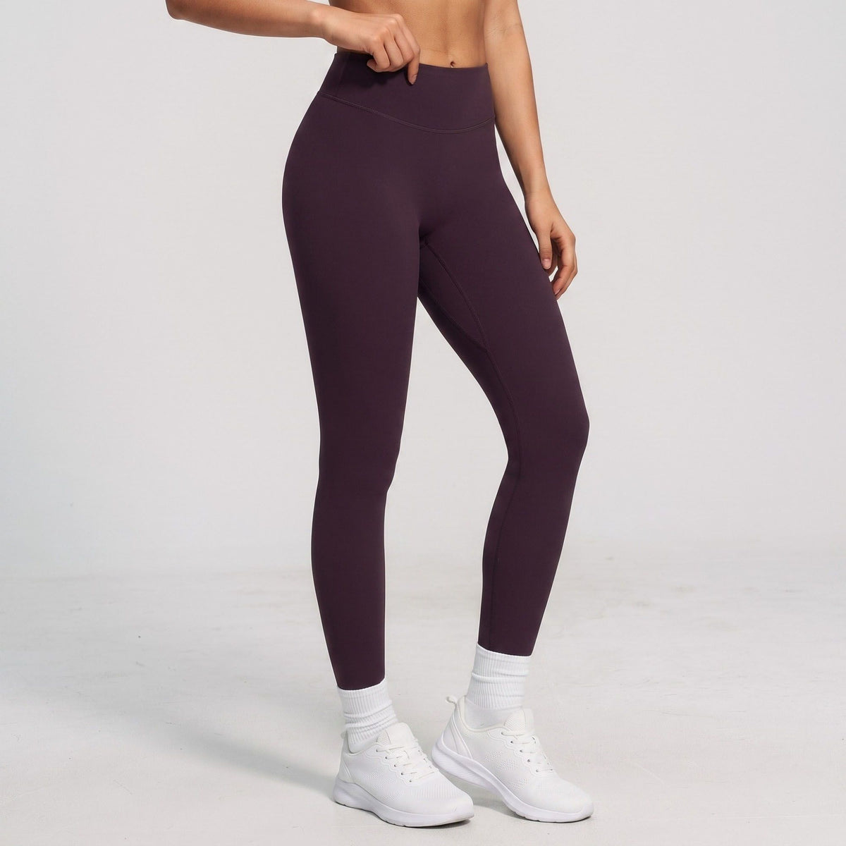 High Waist Full Length Leggings with Contour Seams Fitted Yoga Pants for Gym Training