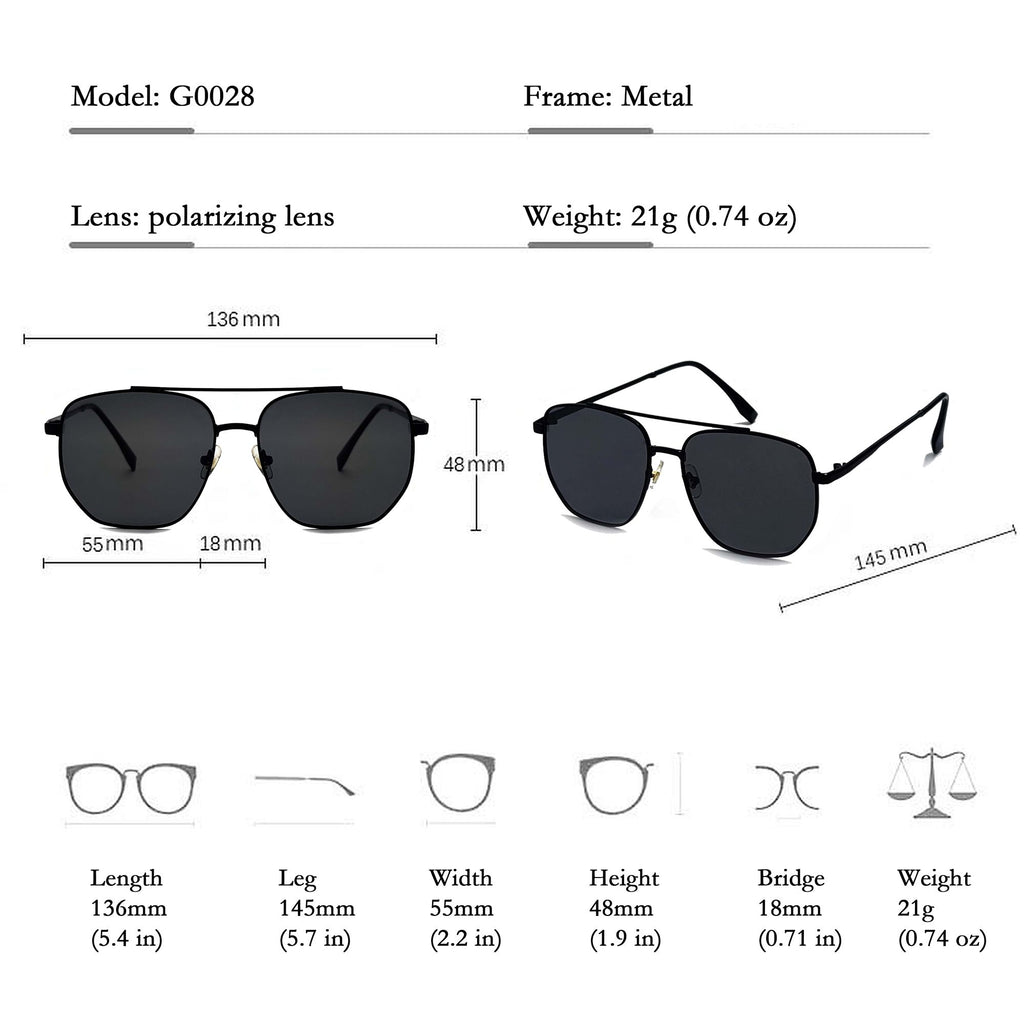 Anna-Kaci Women's Retro Square Aviator Sunglasses - Silver Frame with Black Lenses