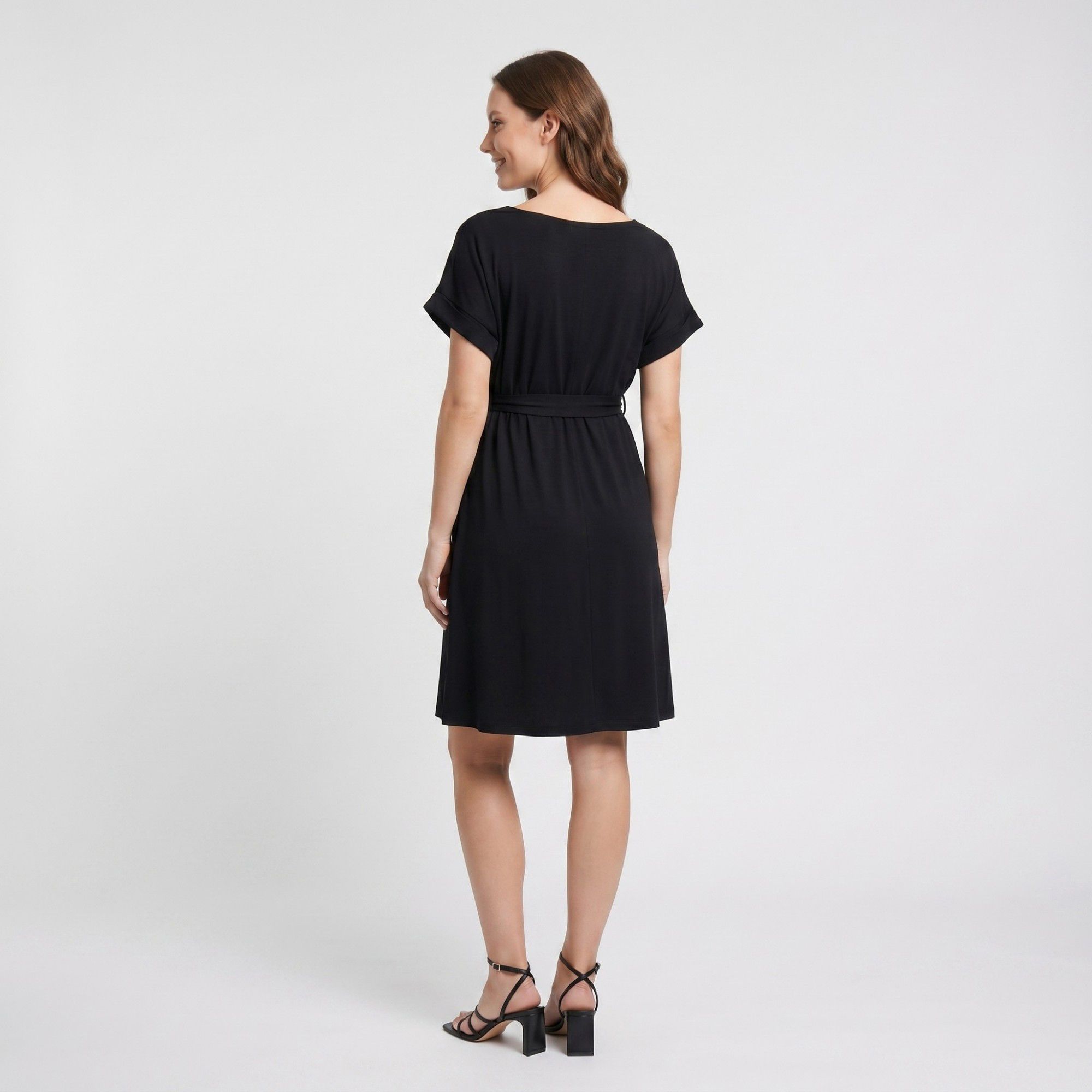 Anna-Kaci Women's Maternity Short Sleeve Dress with Tie Waist and Relaxed A-Line Fit