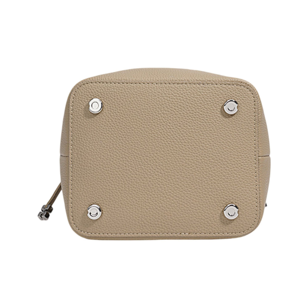 Leather Drawstring Bucket Handbag with Braided Top Handle and Adjustable Crossbody Strap