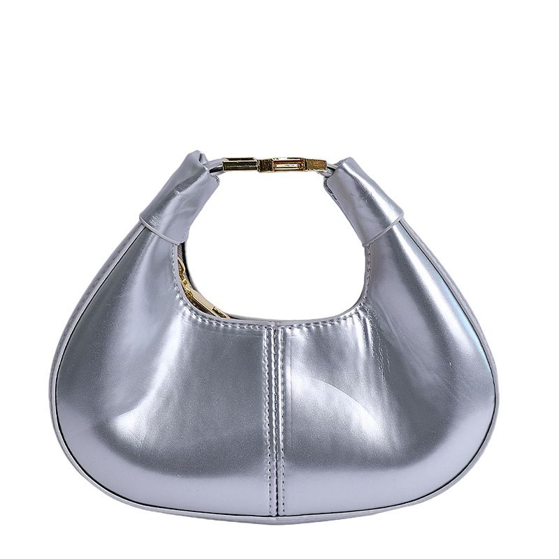 Glossy PU Mini Hobo Shoulder Bag with Adjustable Strap