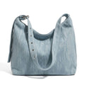 Washed Denim Look Hobo Tote Bag with Adjustable Shoulder Strap