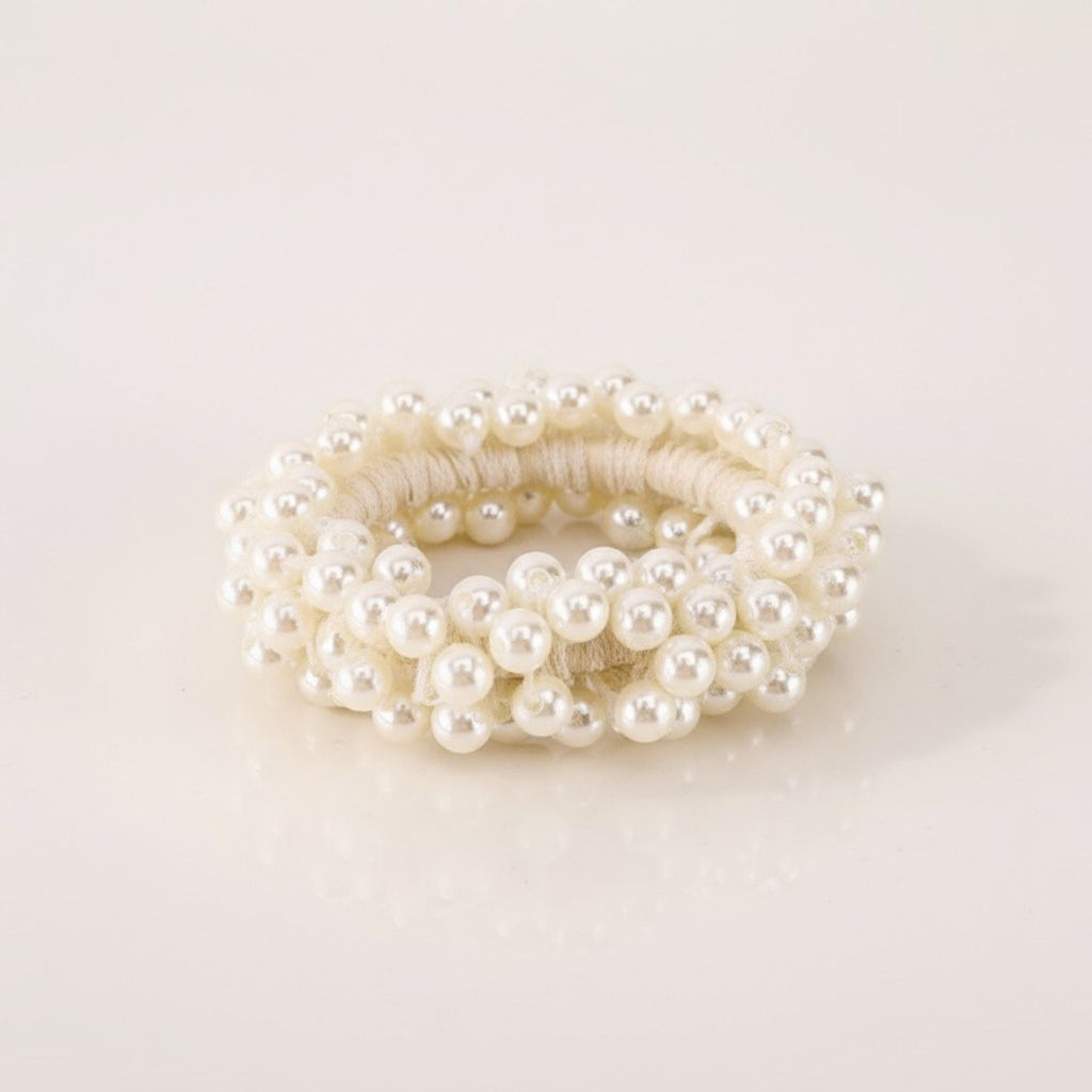 Anna-Kaci 3pcs Elastic Hair Tie with Faux Pearl Bead Detailing and Stretchable Design