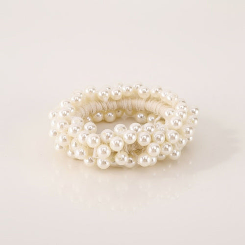 Anna-Kaci 3pcs Elastic Hair Tie with Faux Pearl Bead Detailing and Stretchable Design