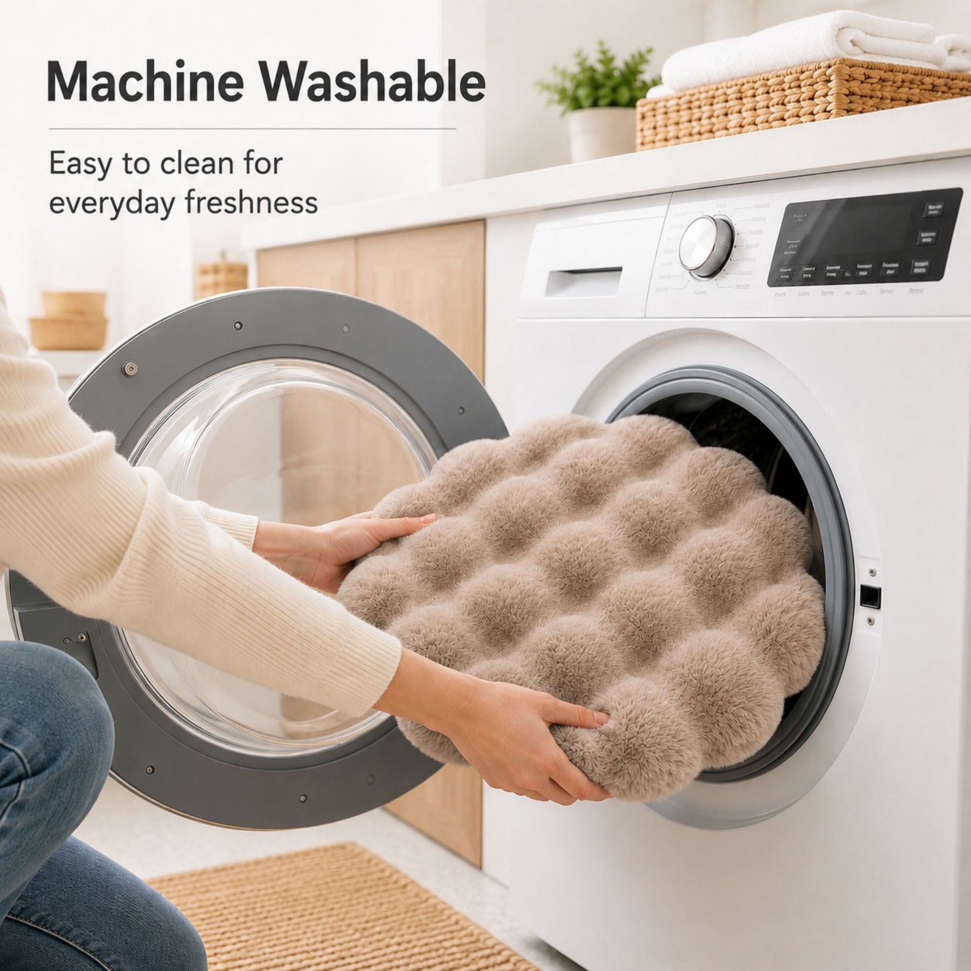 Bubble Plush Pet Mat for Cats and Small Dogs with Cushioned Wavy Fill Non-Slip Bottom Machine-Washable Design