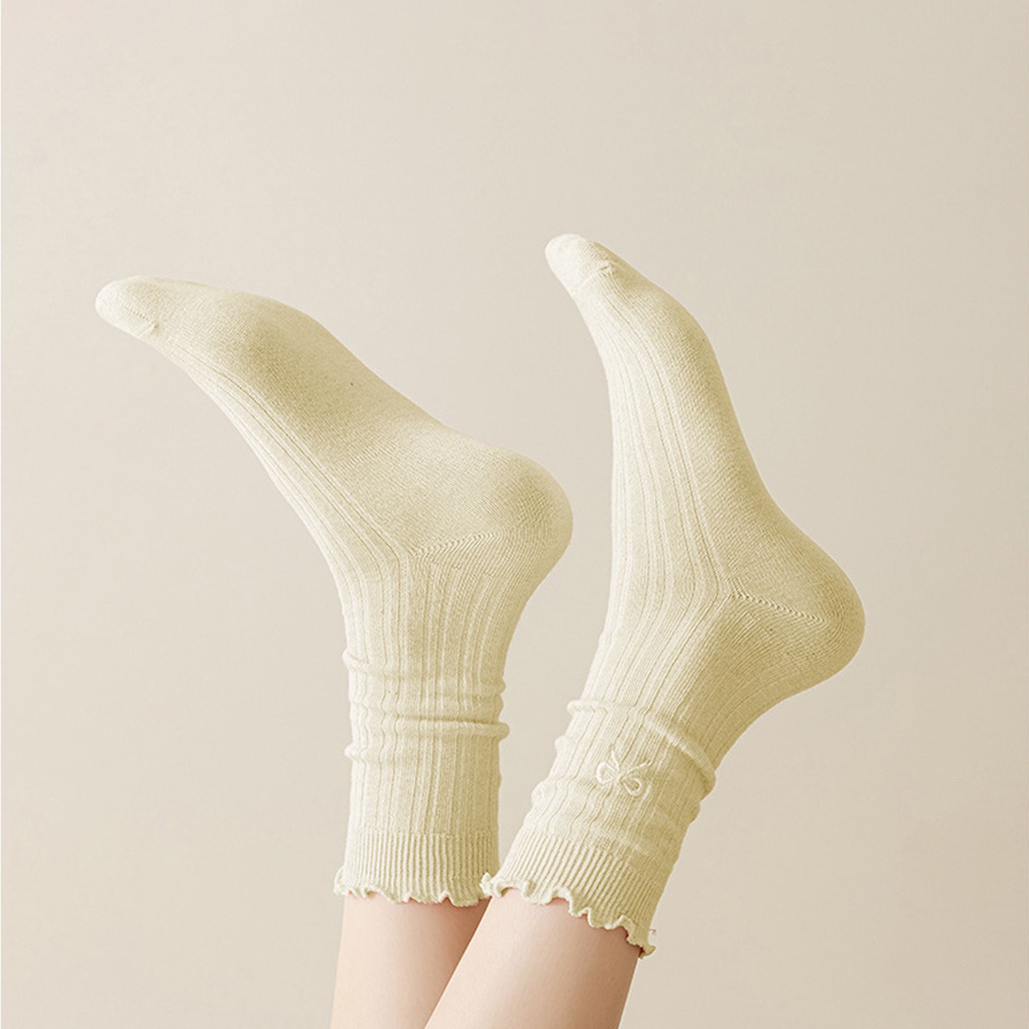 Anna-Kaci Women's Summer Ribbed Ankle Socks with Bow Embroidery Casual 5Pk