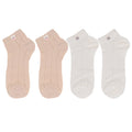 Anna-Kaci 4 Pairs Women's Ankle Mesh Socks with Bear Embroidery Lightweight Breathable Knit and Elastic Cuffs